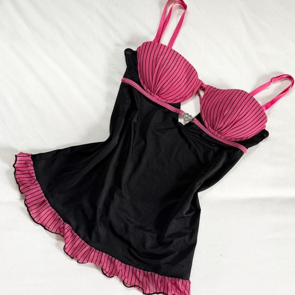 Y2K pink and black‎ corset bustier Native Intimates size 34C